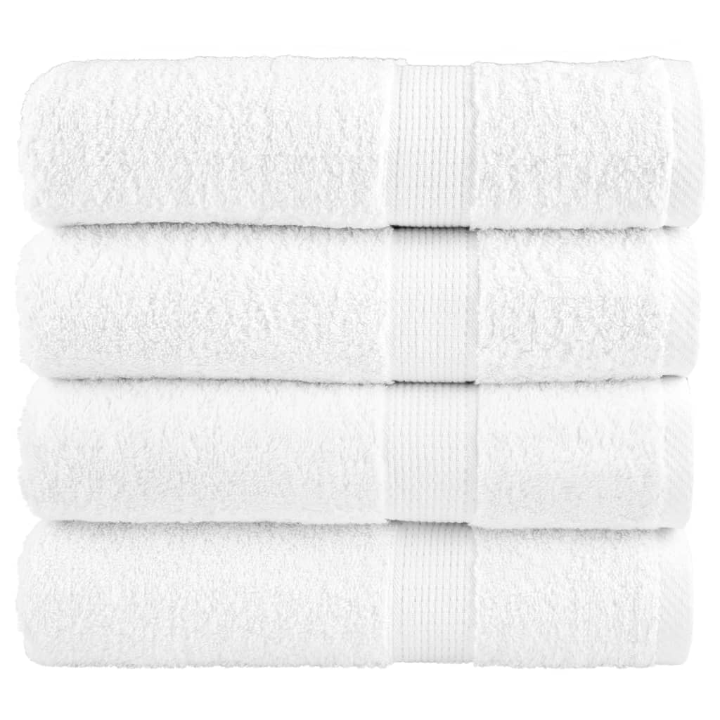 SOLMERE Premium Hand Towels 4Pieces White 50x100cm 600gsm
