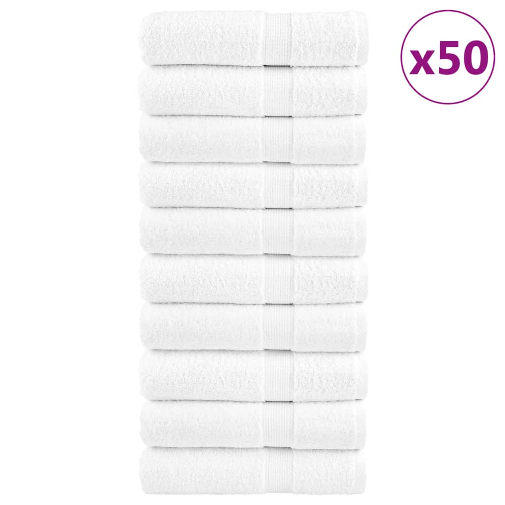 SOLMERE Premium Hand Towels 50Pieces White 50x100cm 600gsm