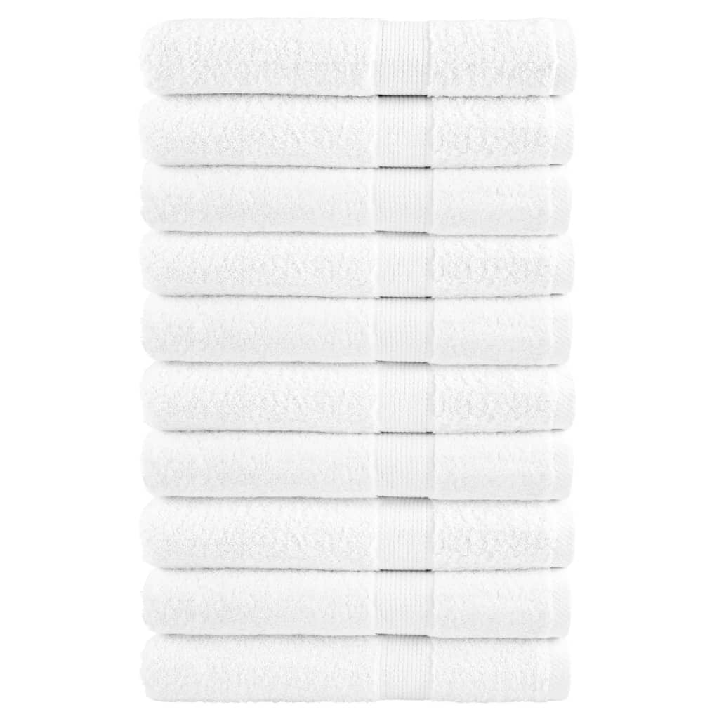 SOLMERE Premium Towels 10Pieces White 100x200cm 600gsm