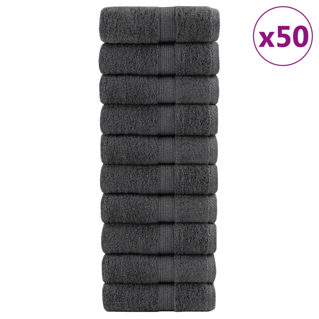 SOLMERE Premium Washcloths 50Pieces Anthracite 15x21cm 600gsm