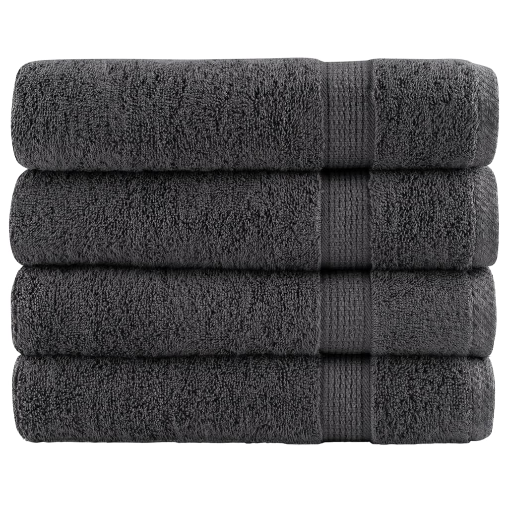SOLMERE Premium Shower Towels 4Pieces Anthracite 70x140cm 600gsm