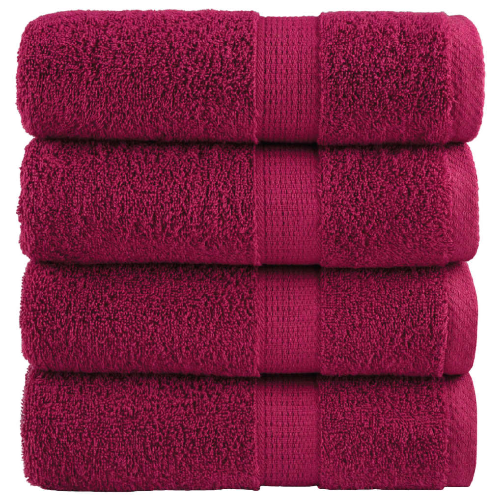 SOLMERE Premium Wash Towels 4Pieces Bordeaux 30x30cm 600gsm