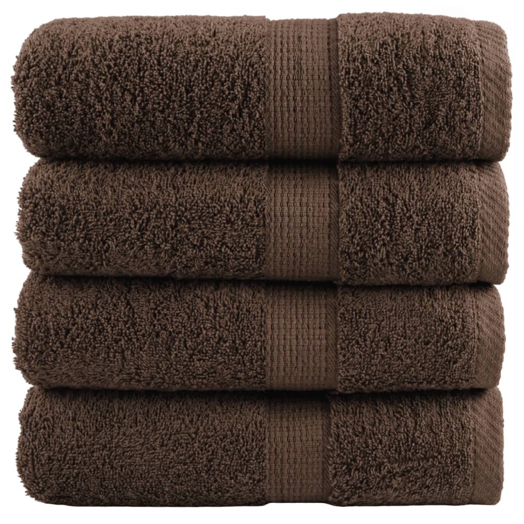 SOLMERE Premium Wash Towels 4Pieces Brown 30x30cm 600gsm