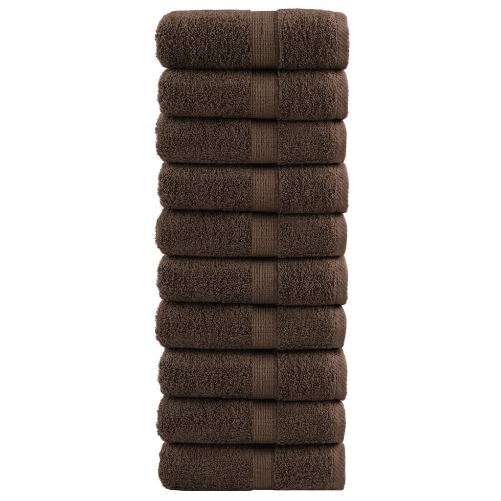 SOLMERE Premium Wash Towels 10Pieces Brown 30x30cm 600gsm