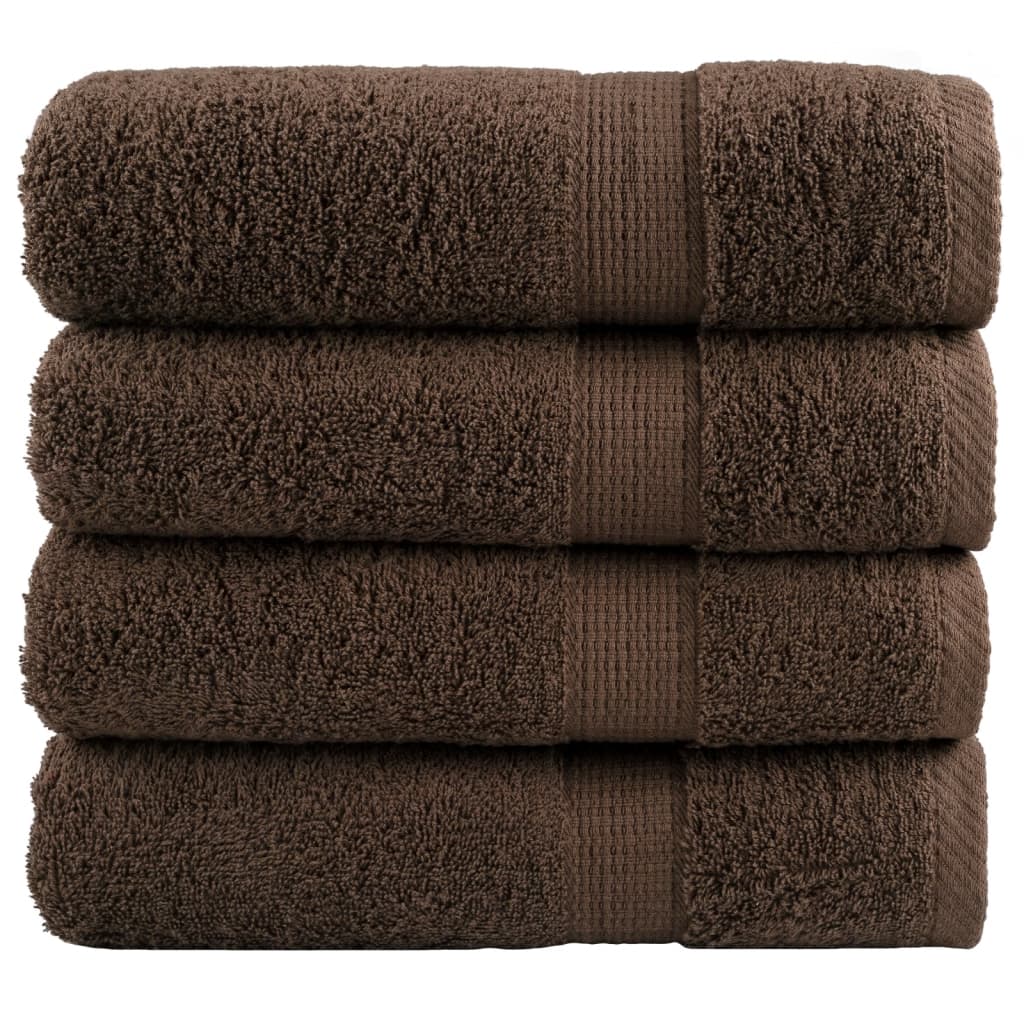 SOLMERE Premium Hand Towels 4Pieces Brown 50x100cm 600gsm