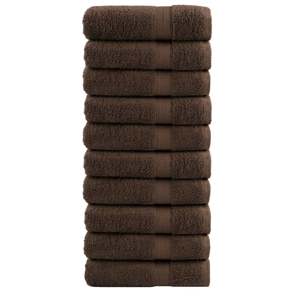 SOLMERE Premium Shower Towels 10Pieces Brown 70x140cm 600gsm