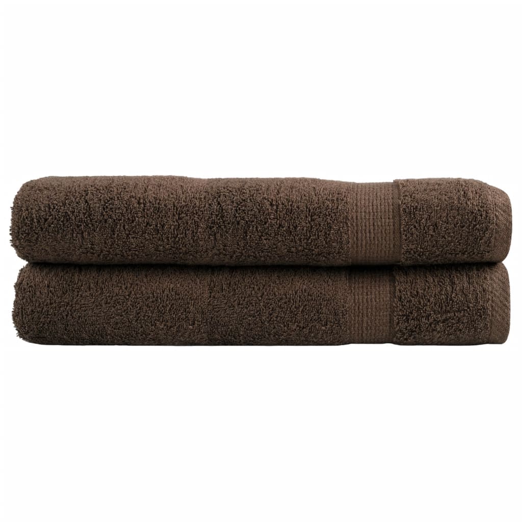SOLMERE Premium Towels 2Pieces Brown 100x200cm 600gsm