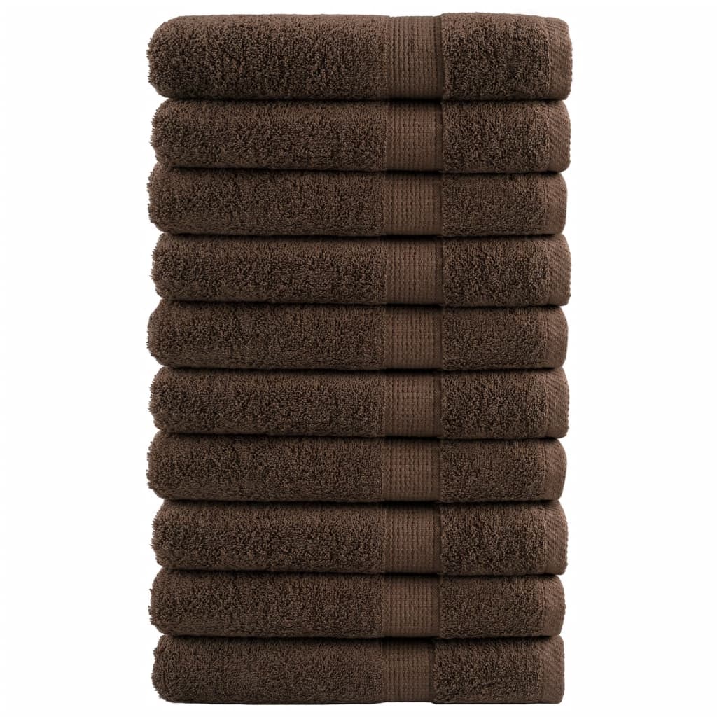 SOLMERE Premium Towels 10Pieces Brown 100x200cm 600gsm