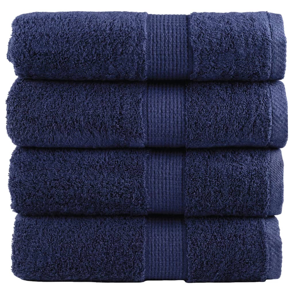 SOLMERE Premium Wash Towels 4Pieces Navy Blue 30x30cm 600gsm
