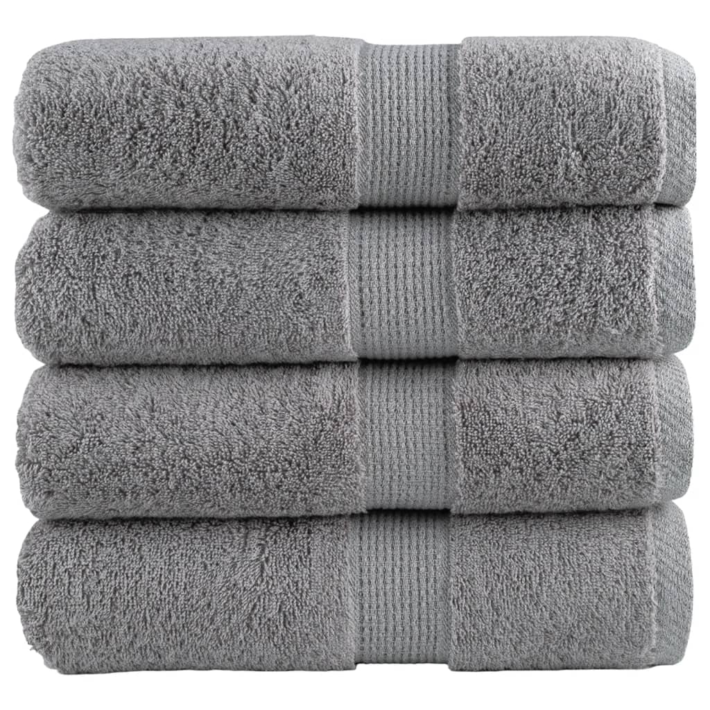 SOLMERE Premium Guest Towels 4Pieces Grey 30x50cm 600gsm