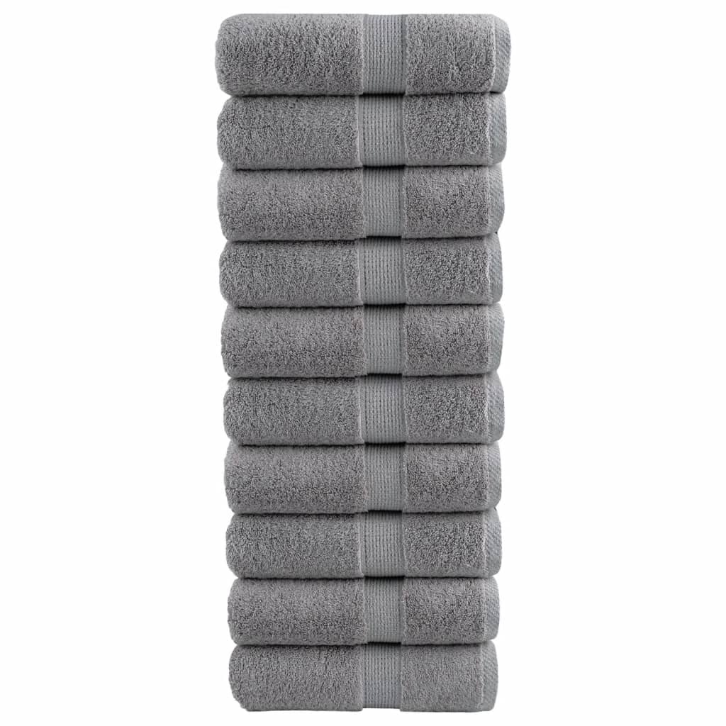 SOLMERE Premium Guest Towels 10Pieces Grey 30x50cm 600gsm
