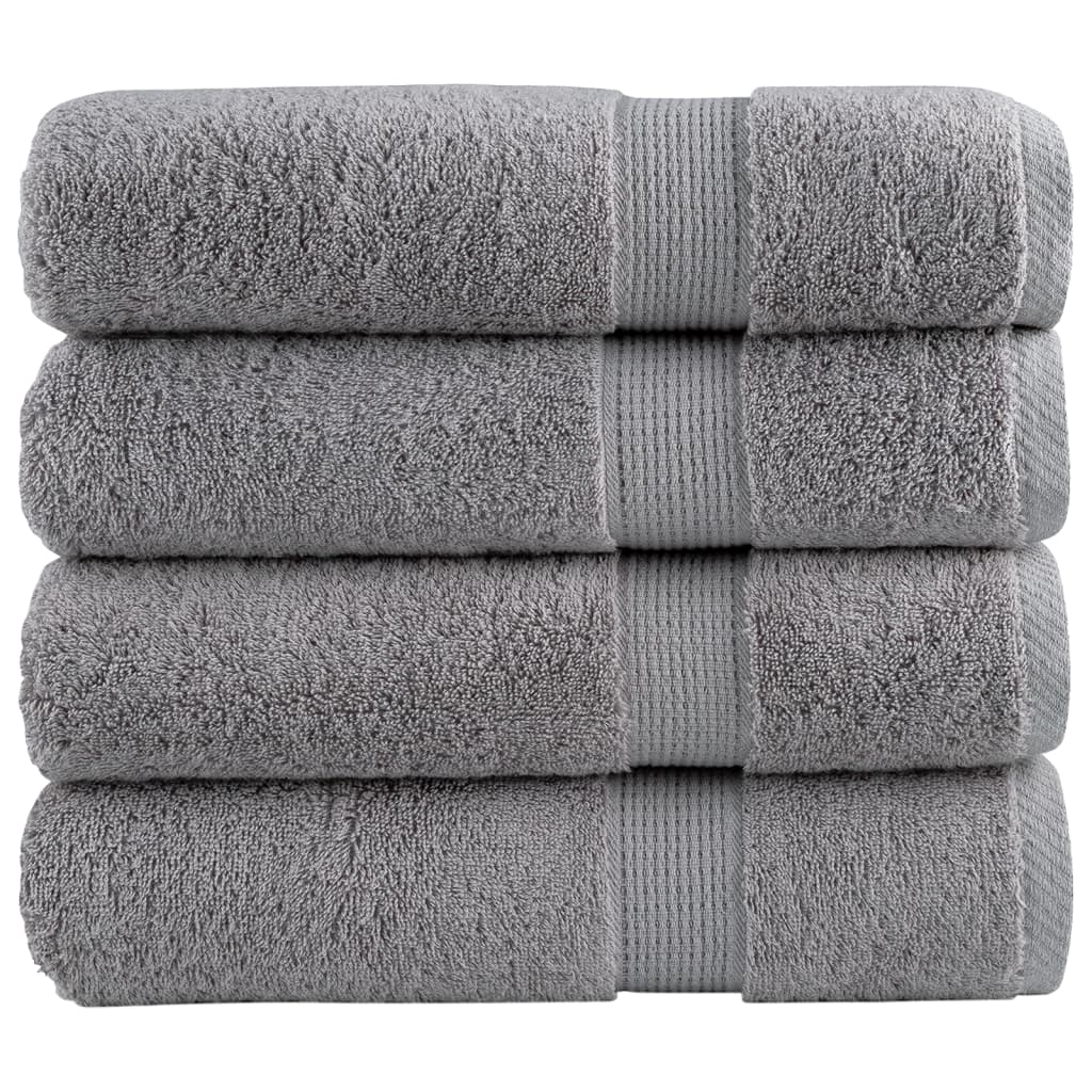 SOLMERE Premium Hand Towels 4Pieces Grey 50x100cm 600gsm
