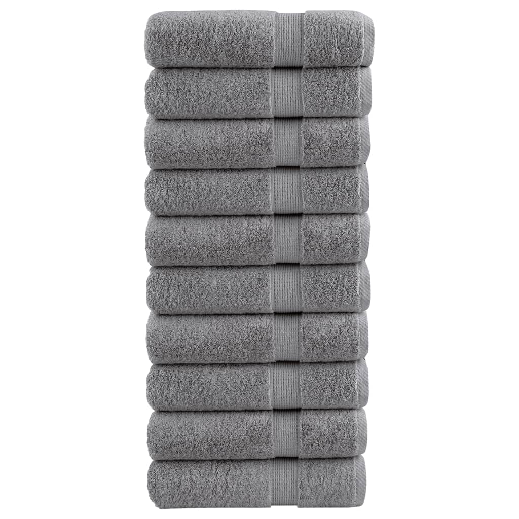 SOLMERE Premium Hand Towels 10Pieces Grey 50x100cm 600gsm
