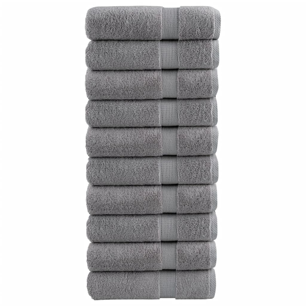 SOLMERE Premium Shower Towels 10Pieces Grey 70x140cm 600gsm