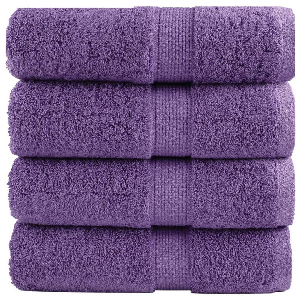 SOLMERE Premium Wash Towels 4 Pieces Purple 30x30 cm 600 gsm