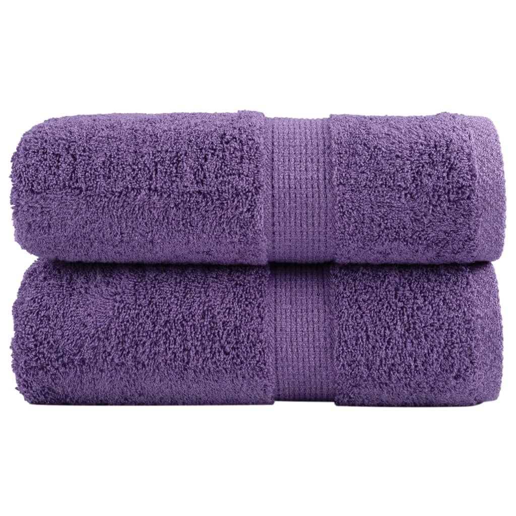 SOLMERE Premium Guest Towels 2 Pieces Purple 30x50 cm 600 gsm