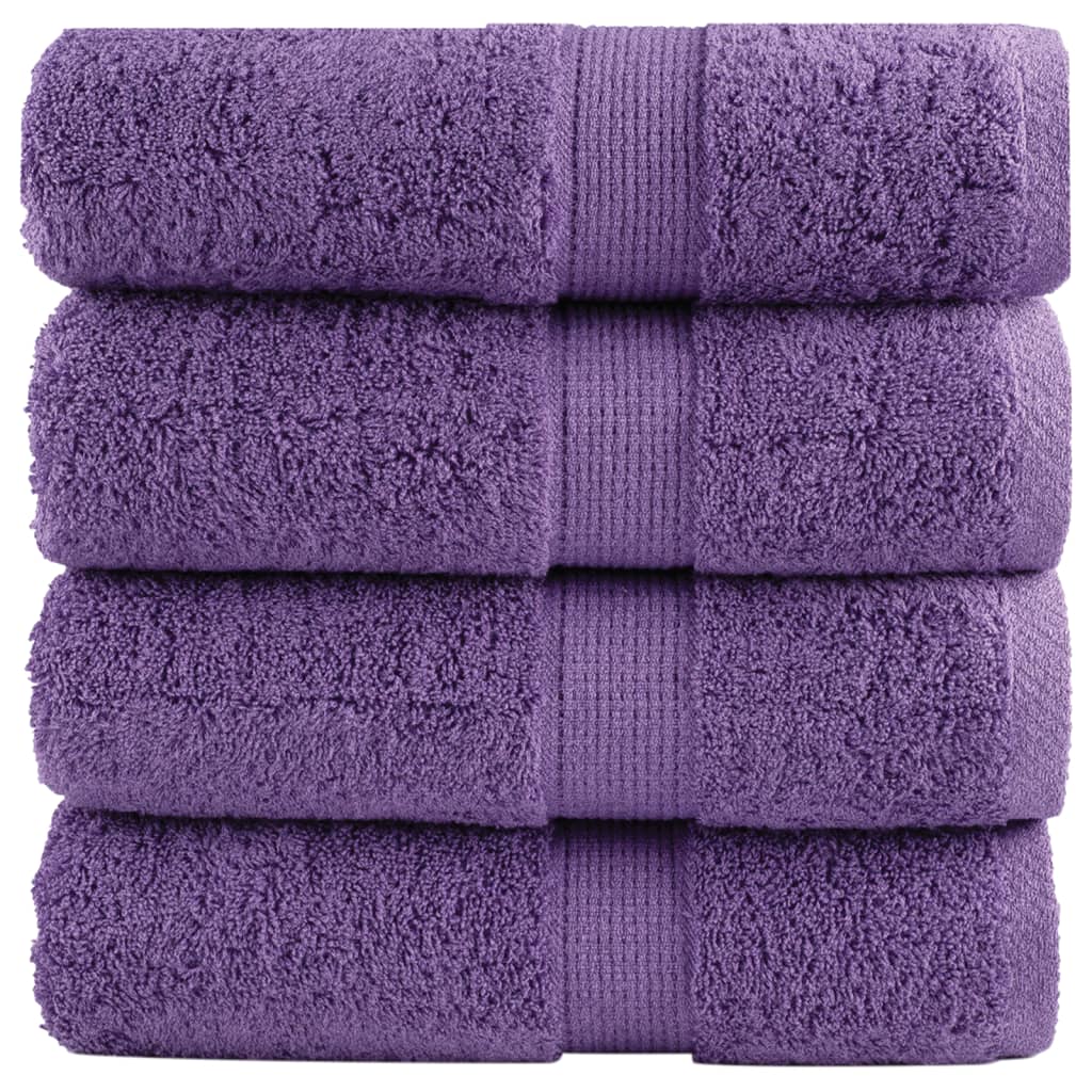 SOLMERE Premium Guest Towels 4 Pieces Purple 30x50 cm 600 gsm
