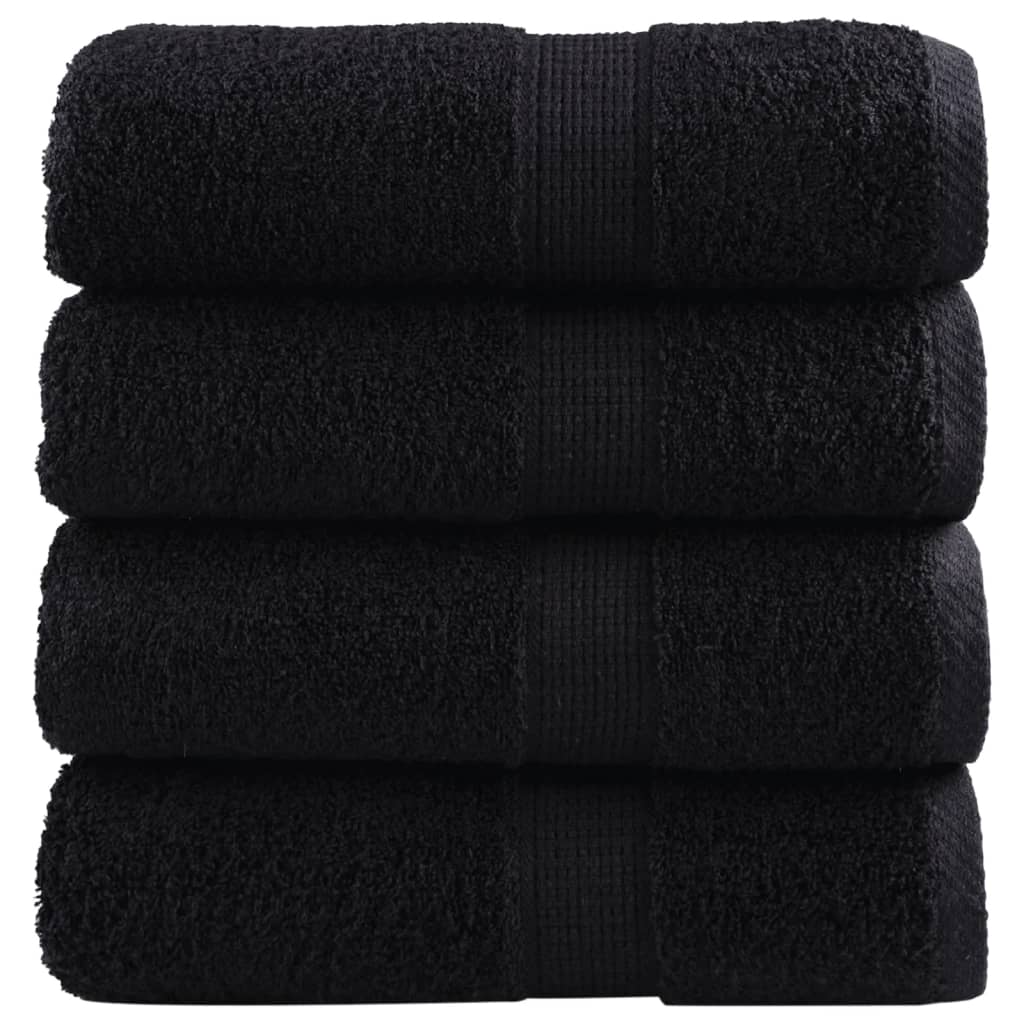 SOLMERE Premium Wash Towels 4 Pieces Black 30x30 cm 600 gsm