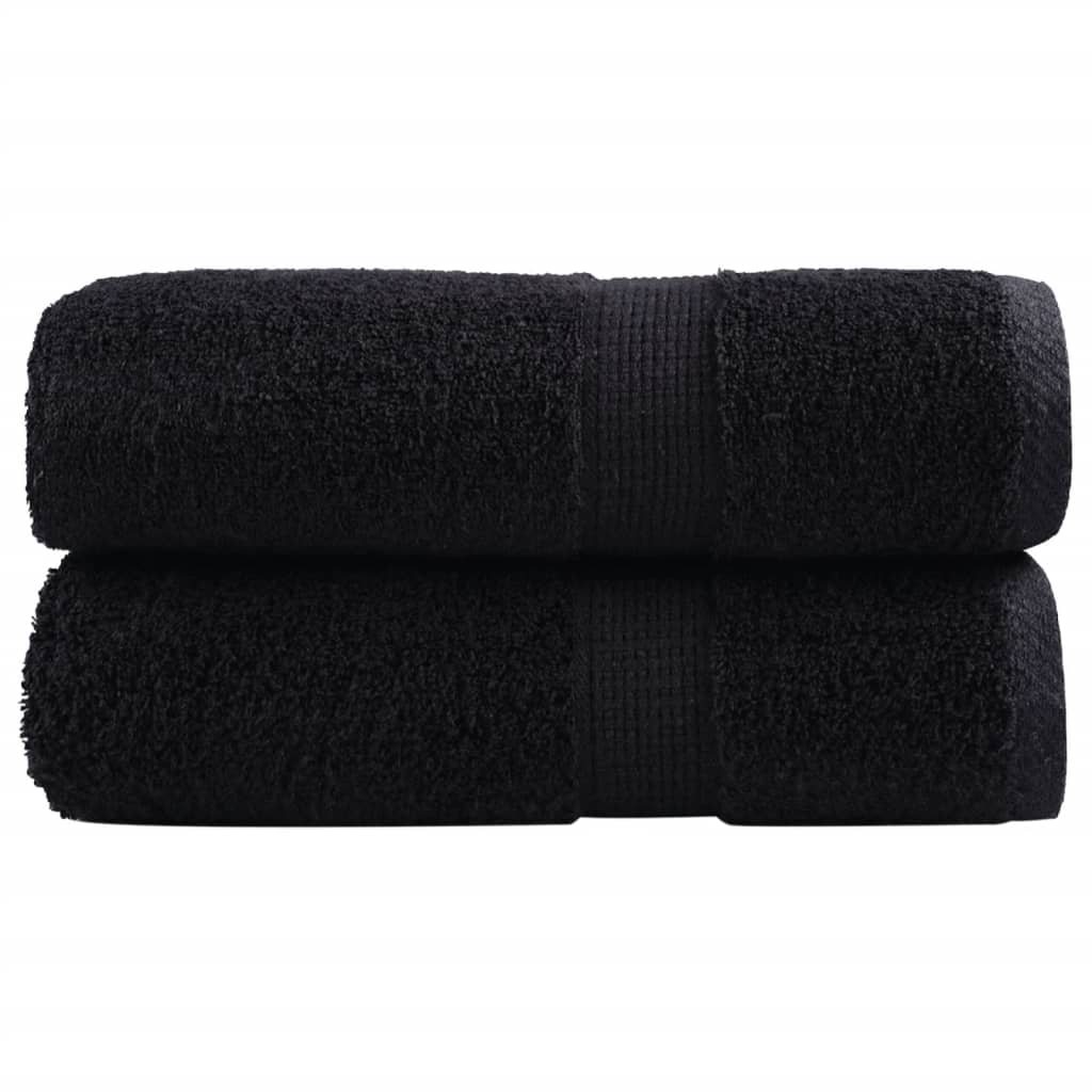 SOLMERE Premium Guest Towels 2 Pieces Black 30x50 cm 600 gsm