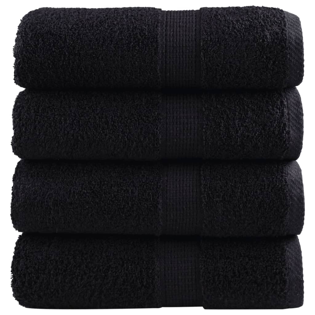 SOLMERE Premium Guest Towels 4 Pieces Black 30x50 cm 600 gsm