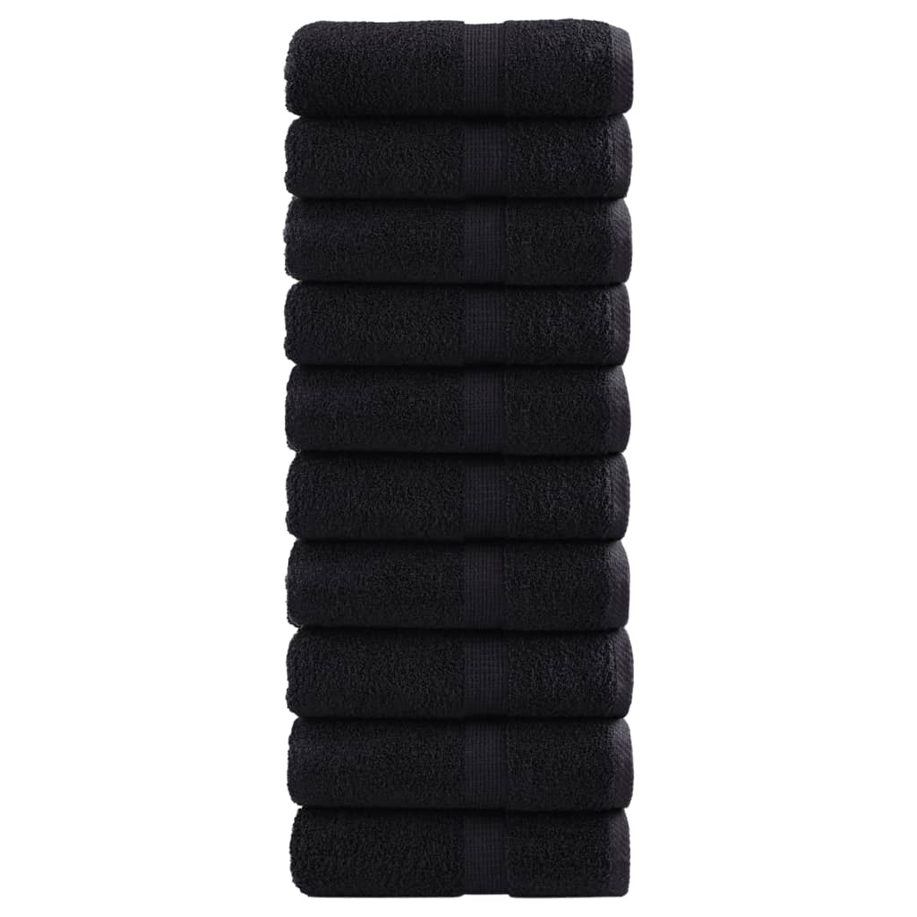 SOLMERE Premium Guest Towels 10 Pieces Black 30x50 cm 600 gsm