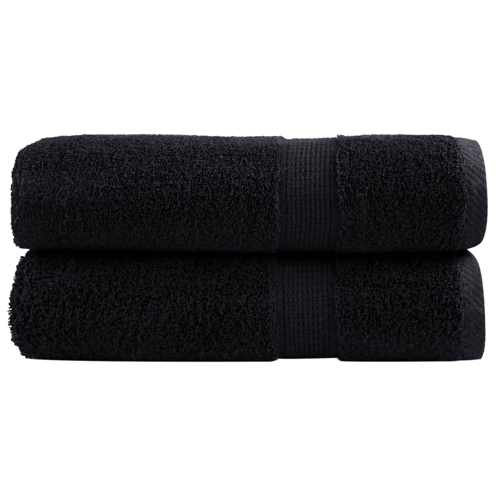 SOLMERE Premium Hand Towels 2 Pieces Black 50x100 cm 600 gsm