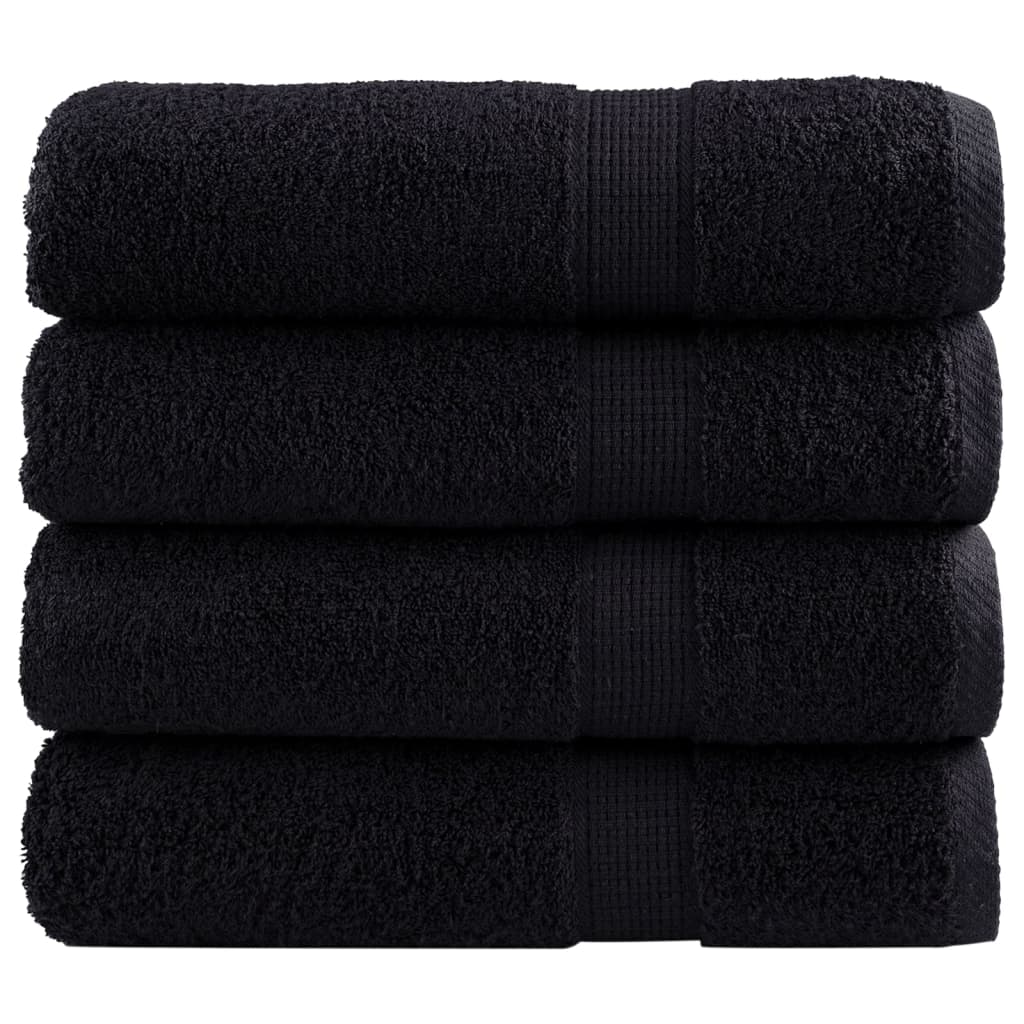 SOLMERE Premium Hand Towels 4 Pieces Black 50x100 cm 600 gsm