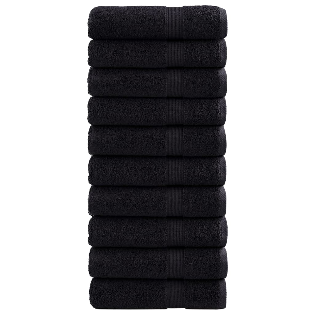 SOLMERE Premium Hand Towels 10 Pieces Black 50x100 cm 600 gsm