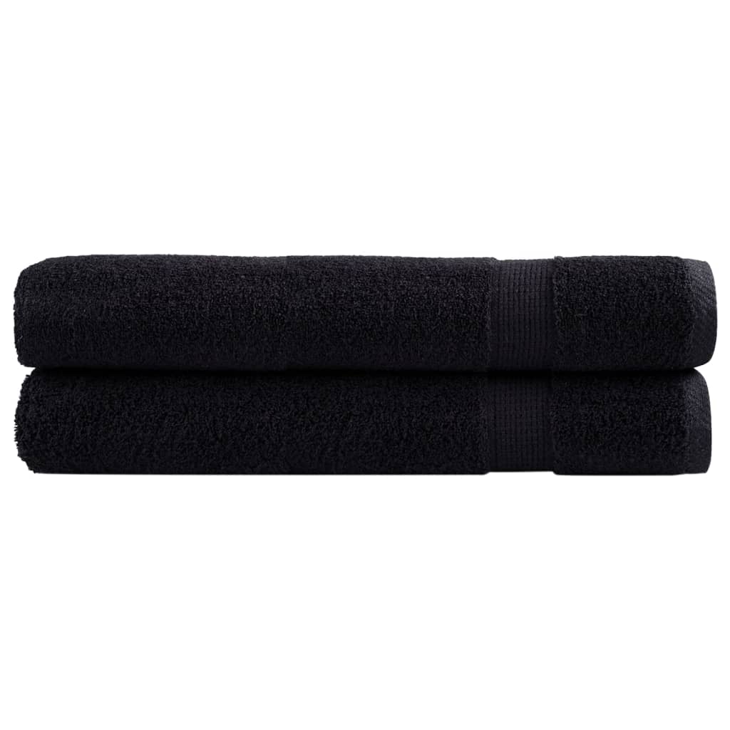 SOLMERE Premium Towels 2 Pieces Black 100x200 cm 600 gsm
