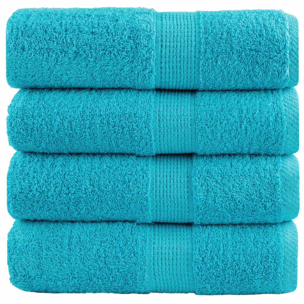 SOLMERE Premium Guest Towels 4 Pieces Turquoise 30x50 cm 600 gsm