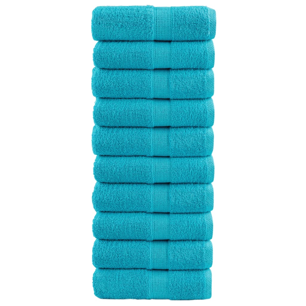 SOLMERE Premium Guest Towels 10 Pieces Turquoise 30x50 cm 600 gsm