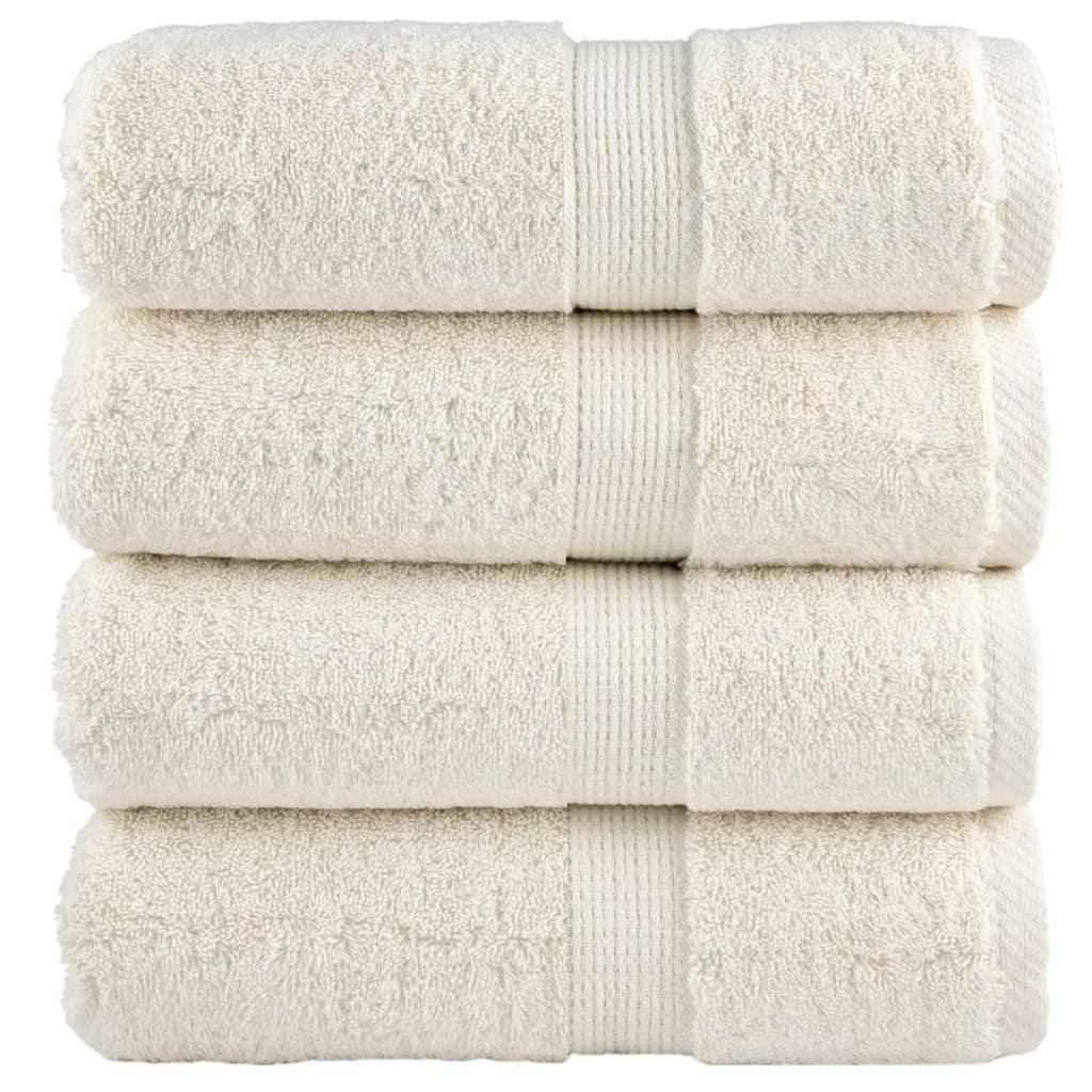 SOLMERE Premium Wash Towels 4 Pieces Cream 30x30 cm 600 gsm