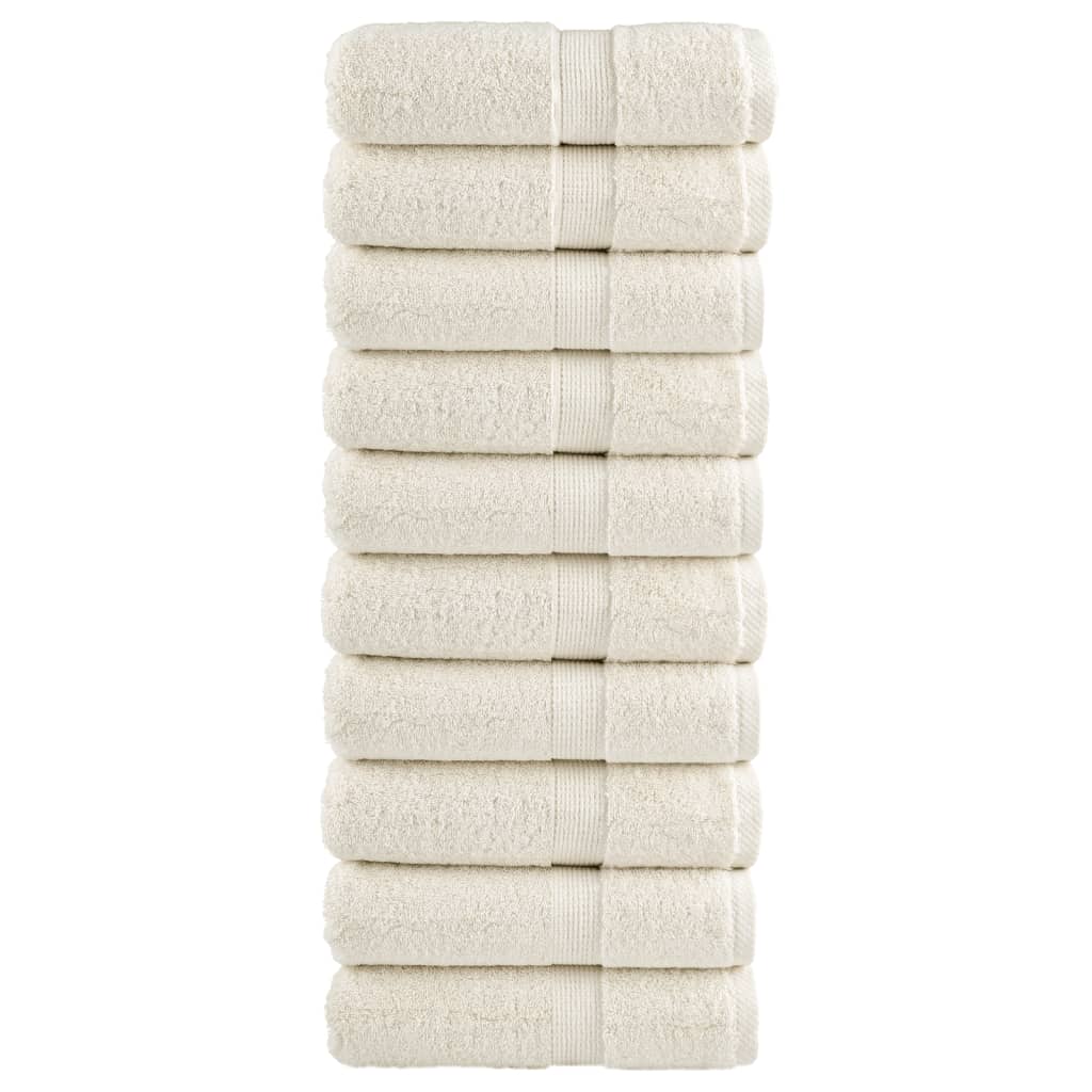 SOLMERE Premium Wash Towels 10 Pieces Cream 30x30 cm 600 gsm