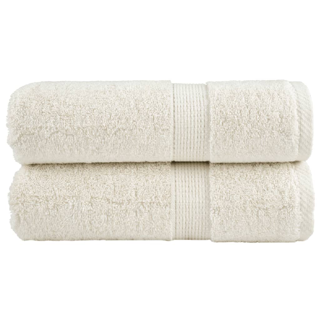 SOLMERE Premium Guest Towels 2 Pieces Cream 30x50 cm 600 gsm