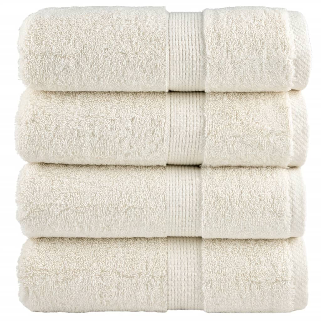 SOLMERE Premium Guest Towels 4 Pieces Cream 30x50 cm 600 gsm