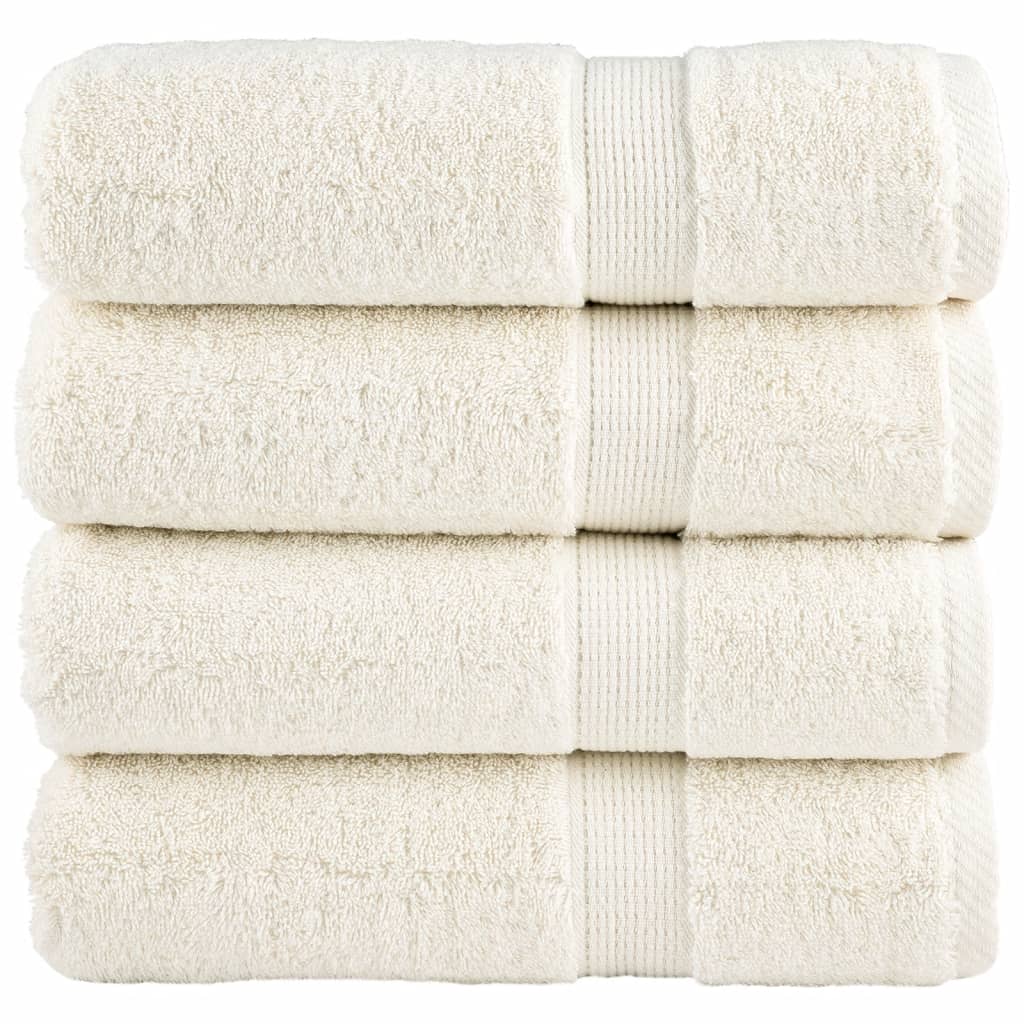 SOLMERE Premium Hand Towels 4 Pieces Cream 50x100 cm 600 gsm