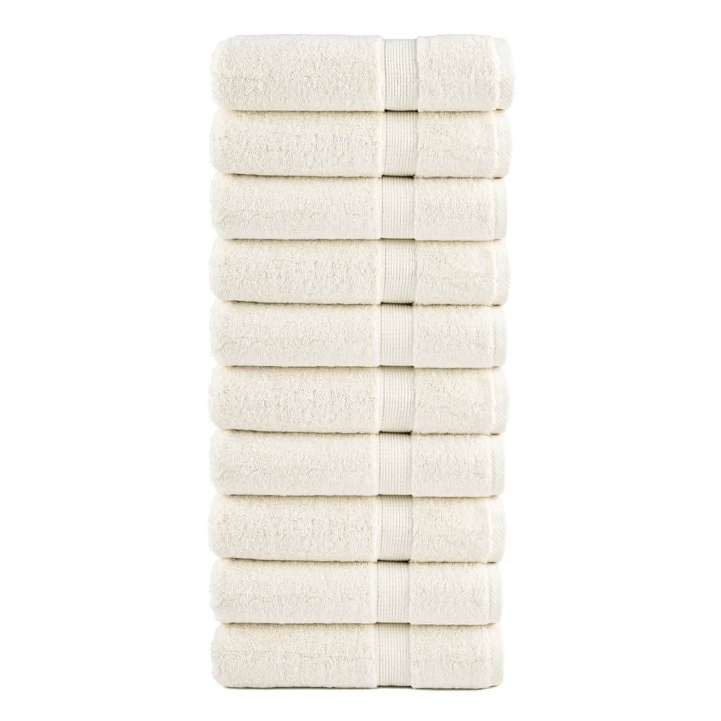 SOLMERE Premium Shower Towels 10 Pieces Cream 70x140 cm 600 gsm