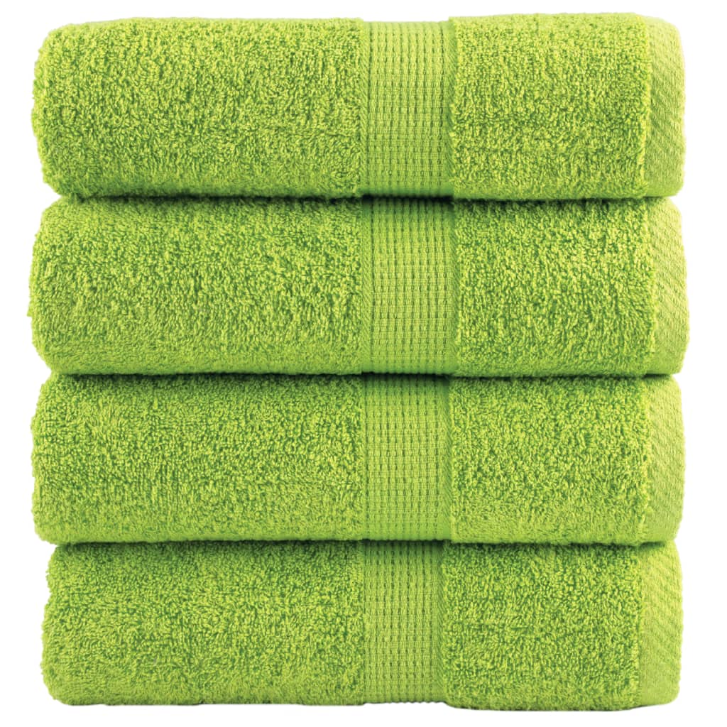 SOLMERE Premium Guest Towels 4 Pieces Apple Green 30x50 cm 600 gsm