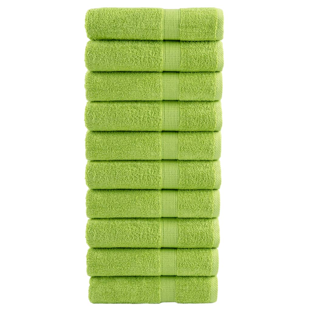 SOLMERE Premium Hand Towels 10 Pieces Apple Green 50x100 cm 600 gsm