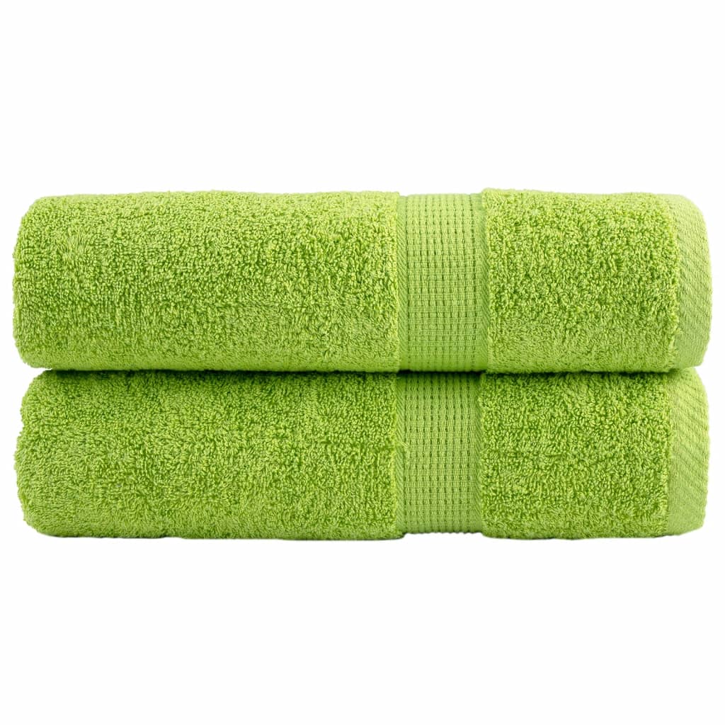 SOLMERE Premium Shower Towels 2 Pieces Apple Green 70x140 cm 600 gsm