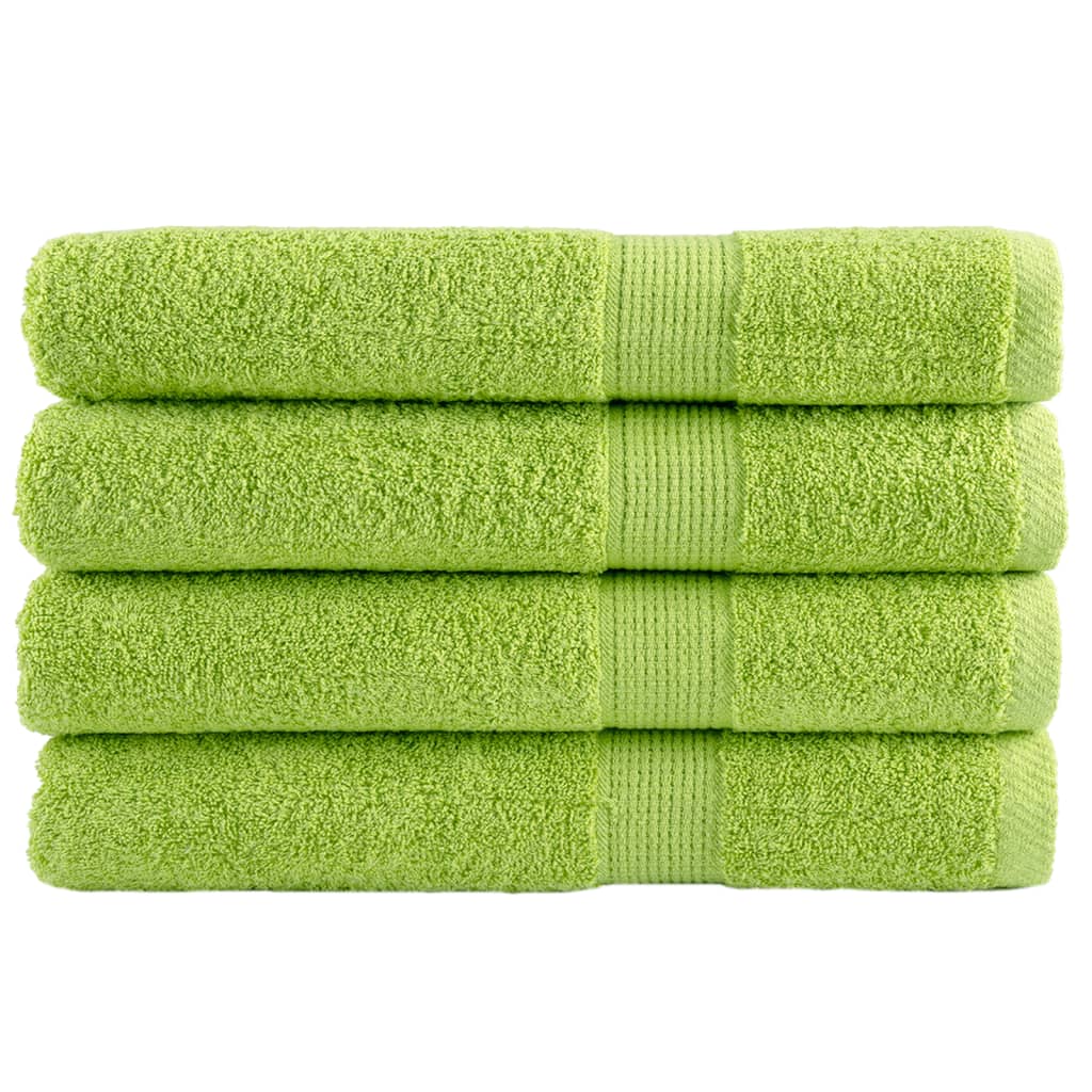 SOLMERE Premium Sauna Towels 4 Pieces Apple Green 80x200 cm 600 gsm