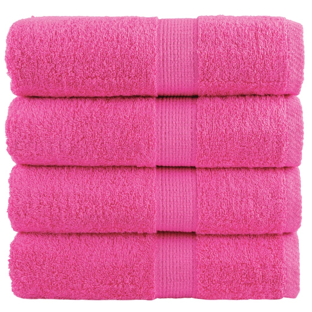 SOLMERE Premium Wash Towels 4 Pieces Pink 30x30 cm 600 gsm