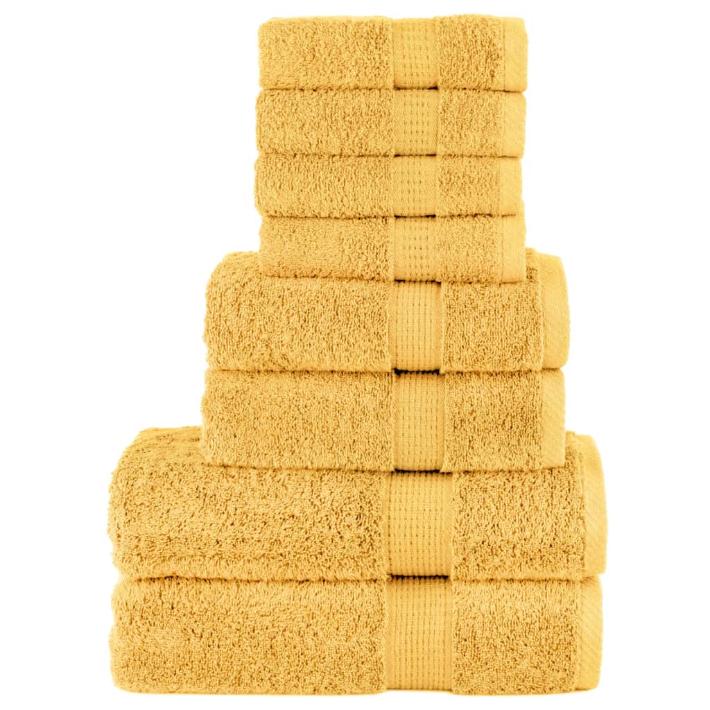 SOLMERE 8 Piece Premium Towel Set Gold 600 gsm