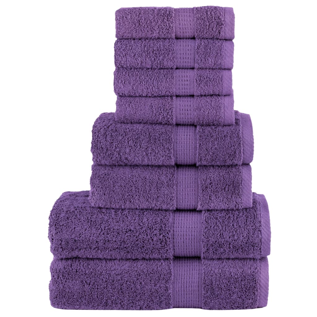 SOLMERE 8 Piece Premium Towel Set Purple 600 gsm
