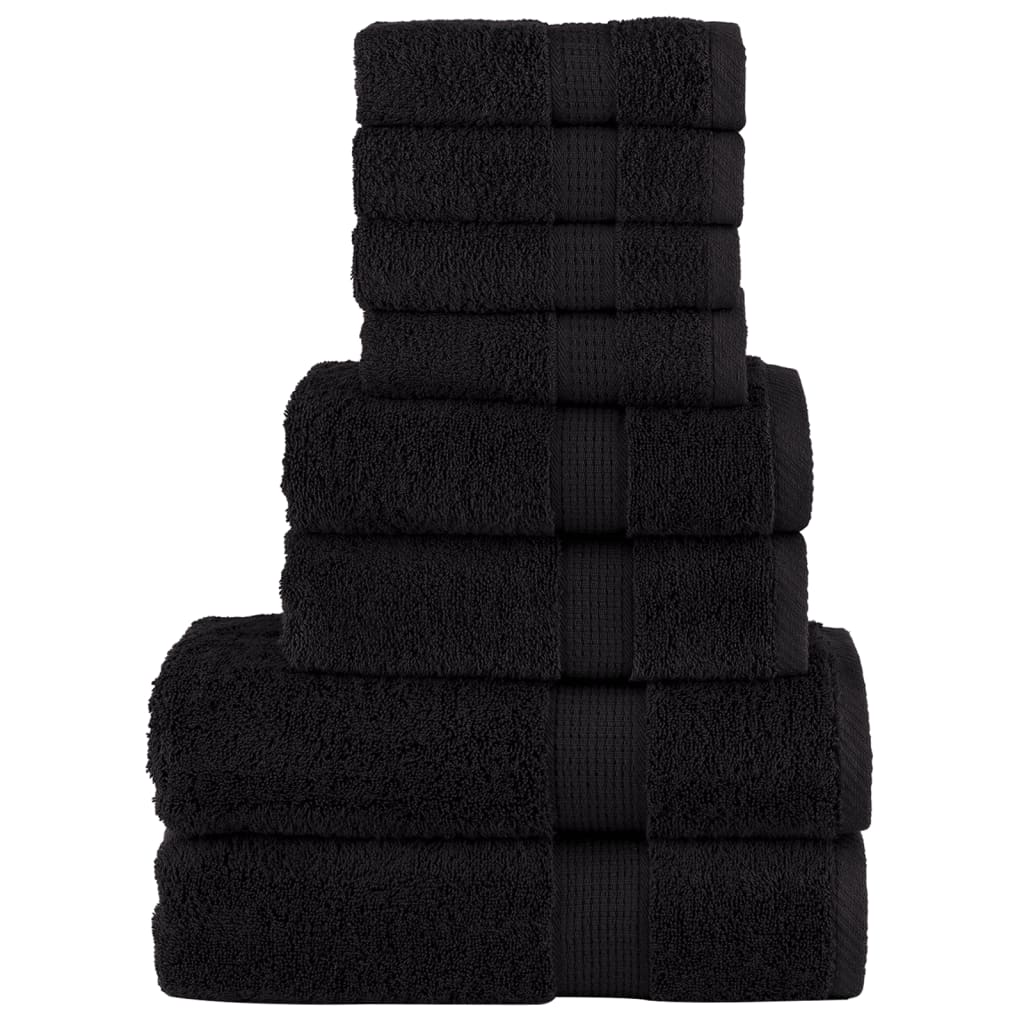 SOLMERE 8 Piece Premium Towel Set Black 600 gsm