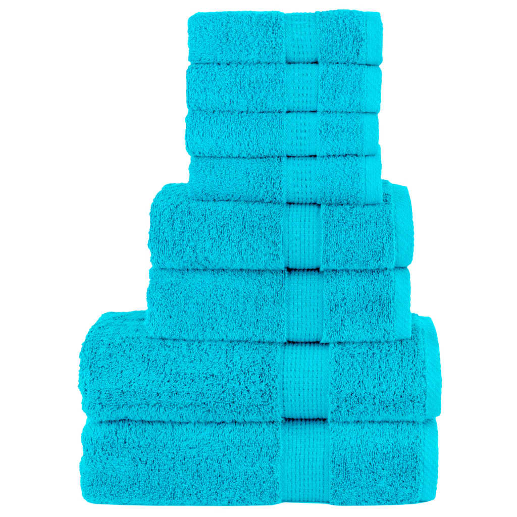 SOLMERE 8 Piece Premium Towel Set Turquoise 600 gsm