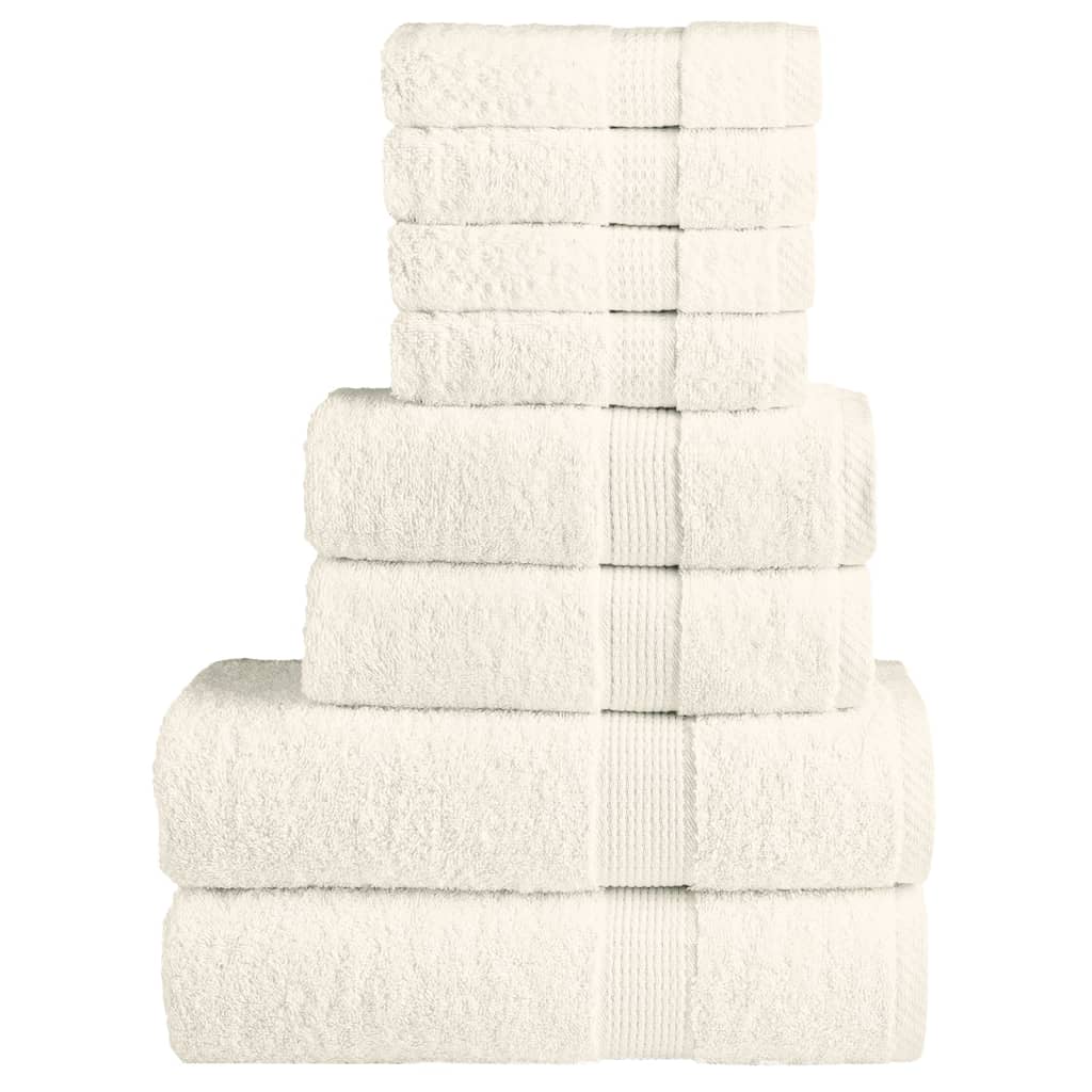 SOLMERE 8 Piece Premium Towel Set Cream 600 gsm