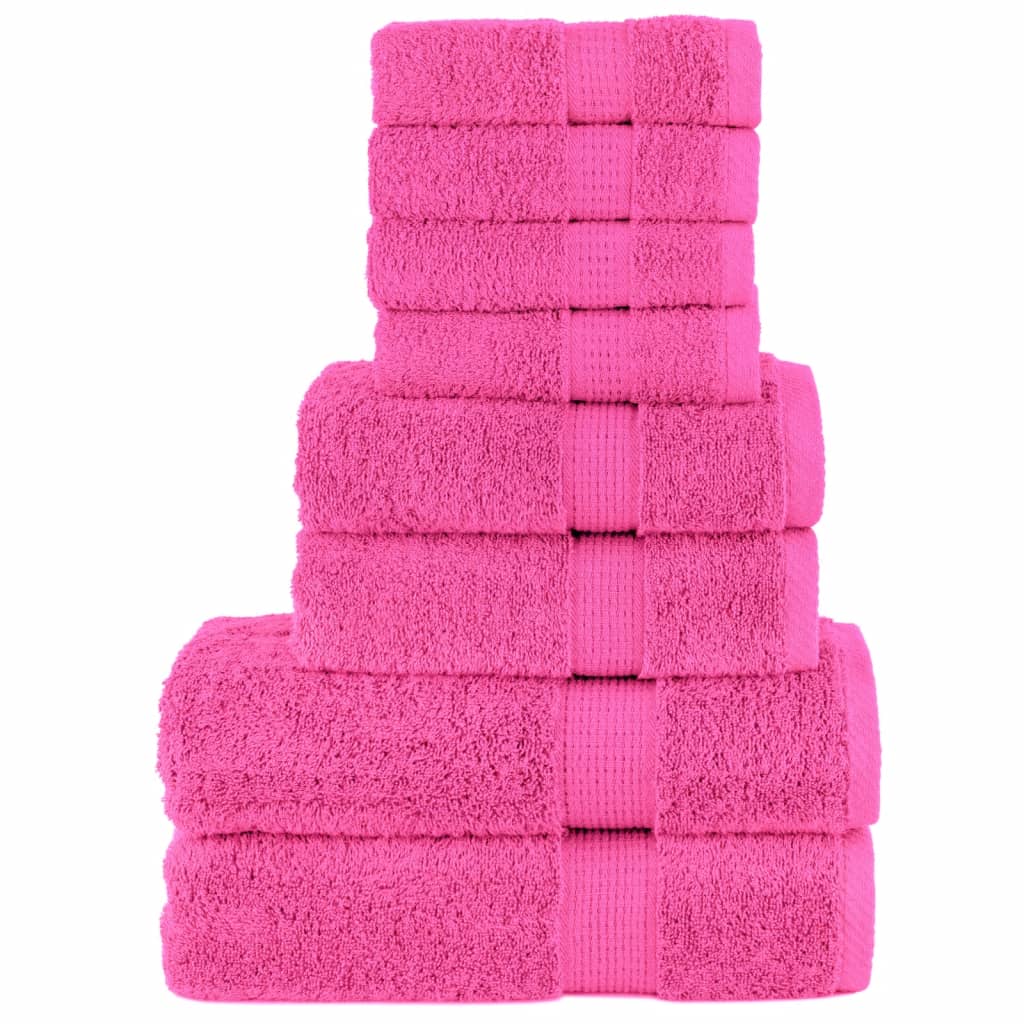 SOLMERE 8 Piece Premium Towel Set Pink 600 gsm