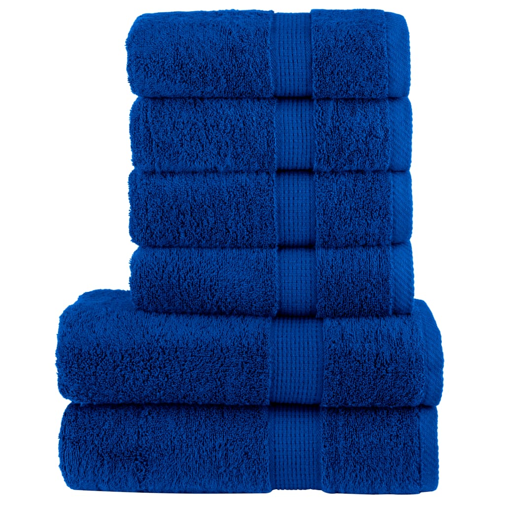 SOLMERE 6 Piece Premium Towel Set Blue 600 gsm