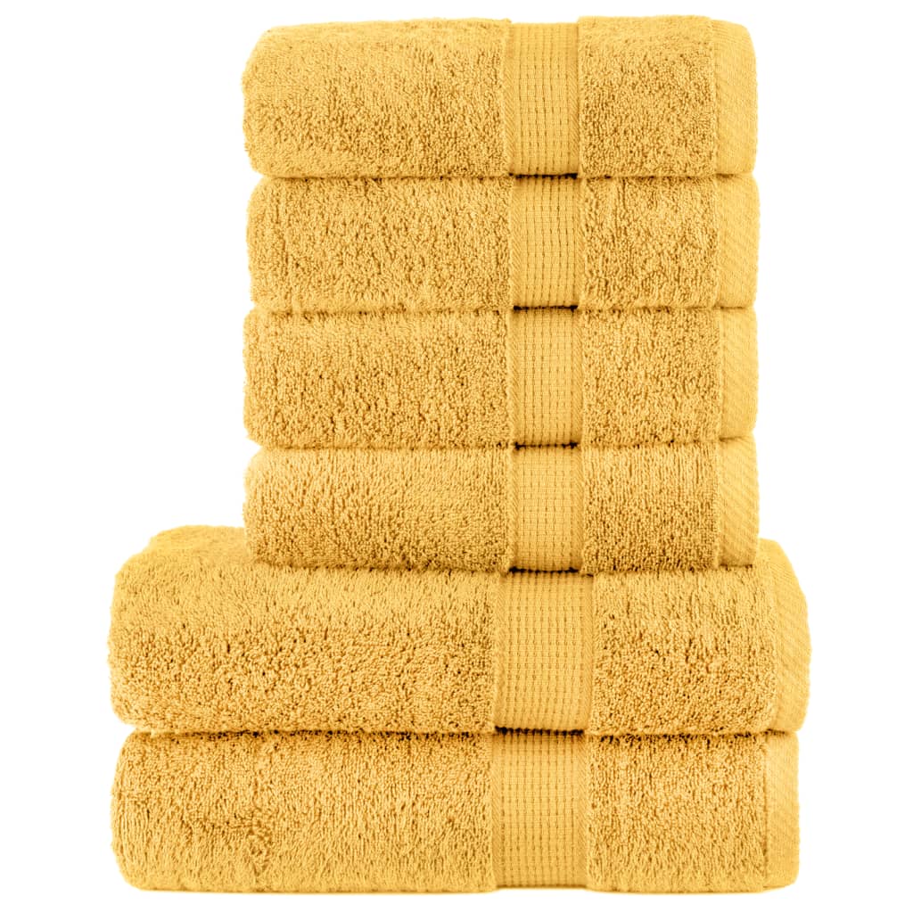 SOLMERE 6 Piece Premium Towel Set Gold 600 gsm